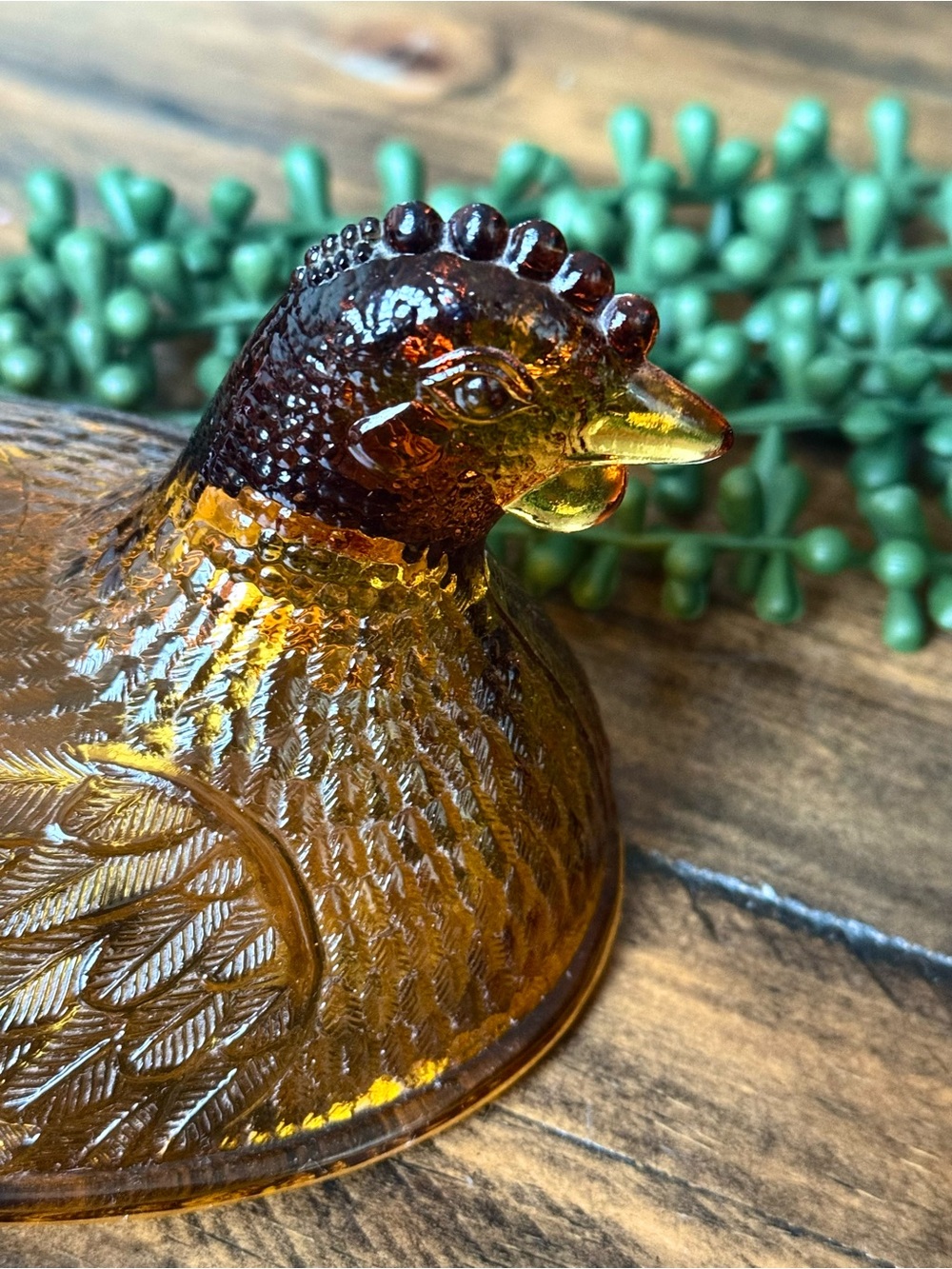 Vintage ⭐️ Indiana Amber Glass Hen on Nest Covered Dish - Picture 4 of 7